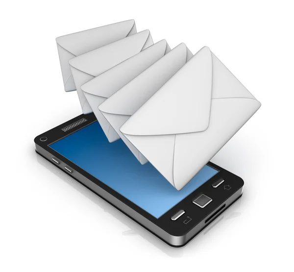 Mobilní telefon email ikony koncept. izolované na bílém. — Stock fotografie