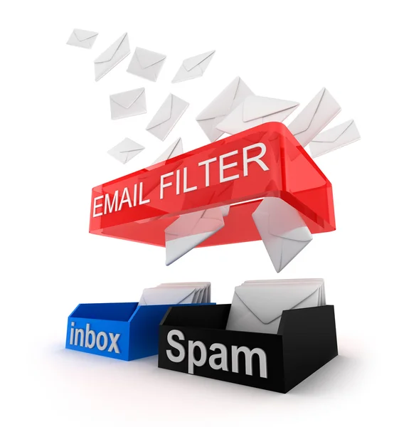 Konzept des E-Mail-Filters in Arbeit. — Stockfoto