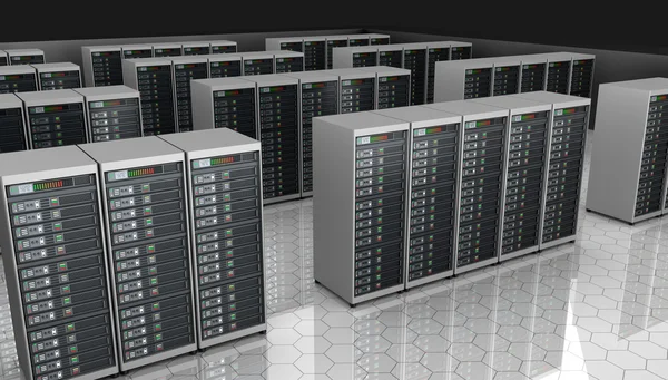 Sala server con cluster di server . — Foto Stock