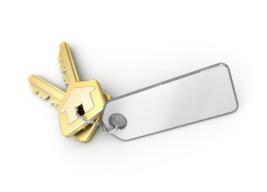 Anahtar boş kartı ile. beyaz izole.