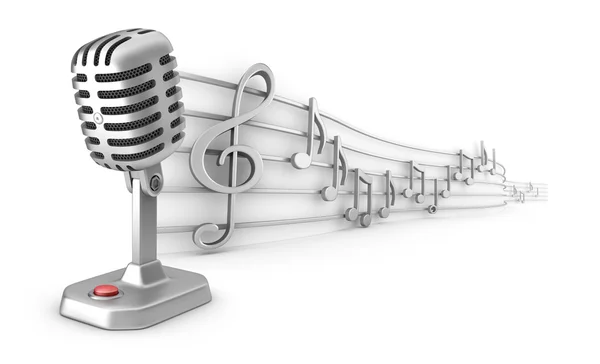 Set de personal de micrófono y notas musicales —  Fotos de Stock