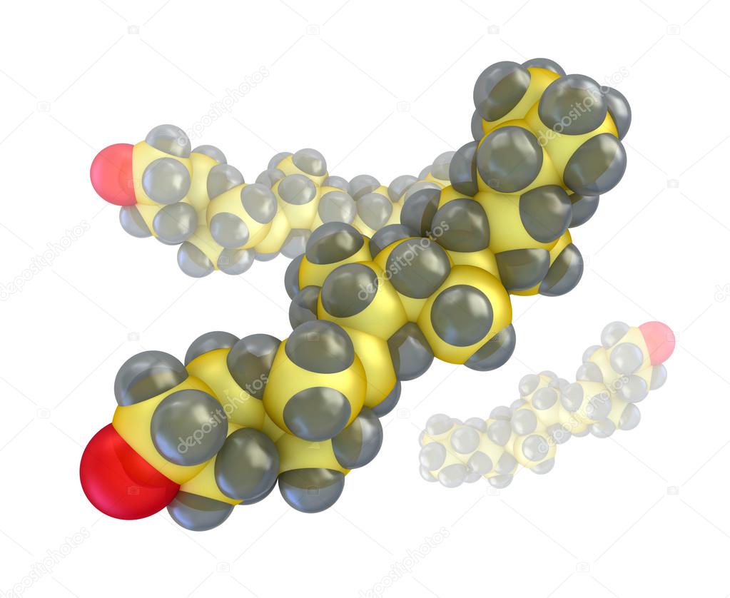 Molecule of cholesterol macro over white