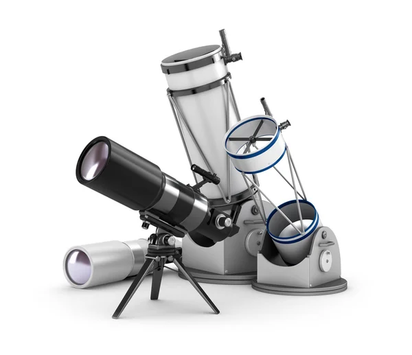 Telescope set on white background — Stock Photo, Image