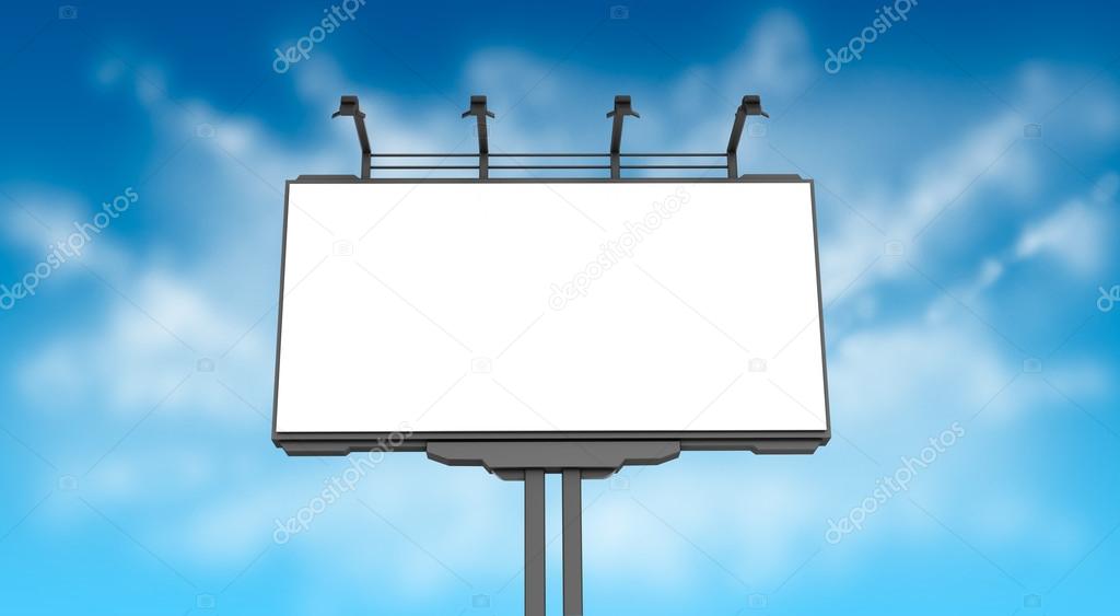 Empty billboard on blue sky