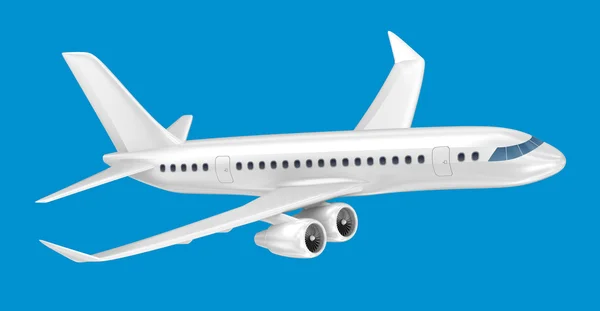3D самолет изолирован на синий — стоковое фото