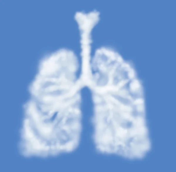 Ludzkie płuca w kształcie jako chmura na niebieskim tle — Zdjęcie stockowe
