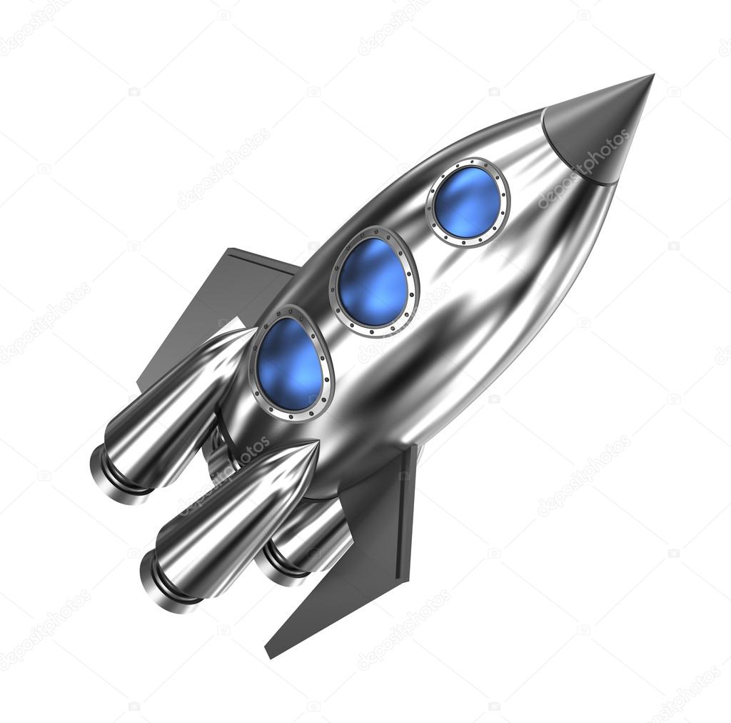 Space rocket isolated on white