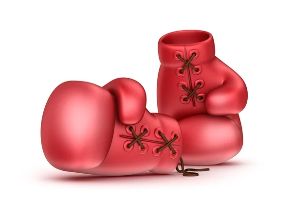 Red leather boxing gloves isolated on white — Stock Photo, Image