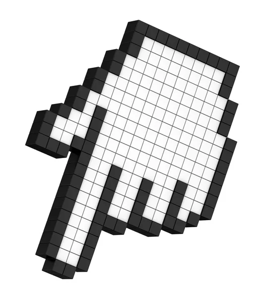 3D pixel hand arrow, isolated — Stock Photo, Image