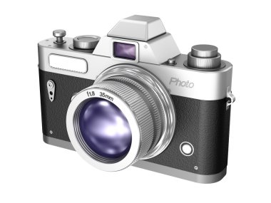 Beyaz arka plan üzerinde izole retro kamera