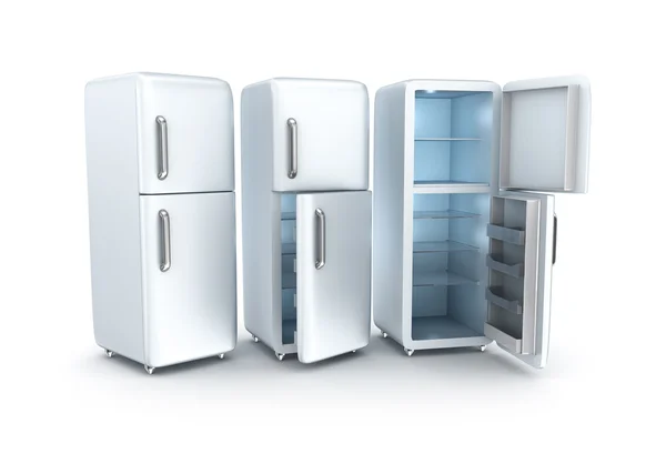 Refrigerators on white background. 3D render — Stock Photo, Image