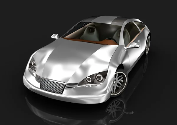 Voiture de sport sur noir. Mon propre dessein. Image 3D . — Photo