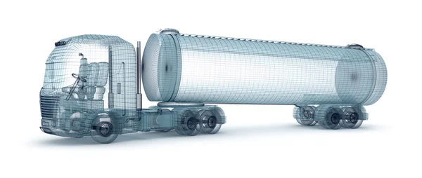 Oil truck with cargo container, wire model. My own design — Stock Photo, Image