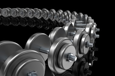 Siyah arka plan üzerinde siyah halter