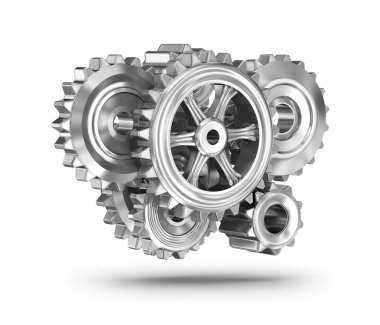 Gears'ı kavram üzerinde beyaz yüzey