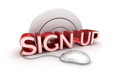Sign Up metin, 3d kavramı üzerinde beyaz izole