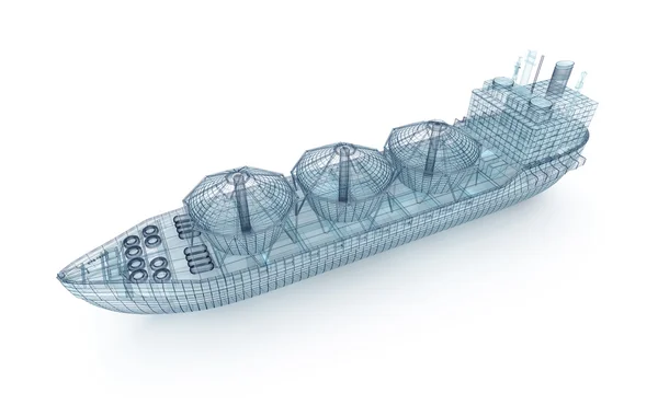 Modelo de fio de navio petroleiro isolado em branco. Meu próprio projeto — Fotografia de Stock