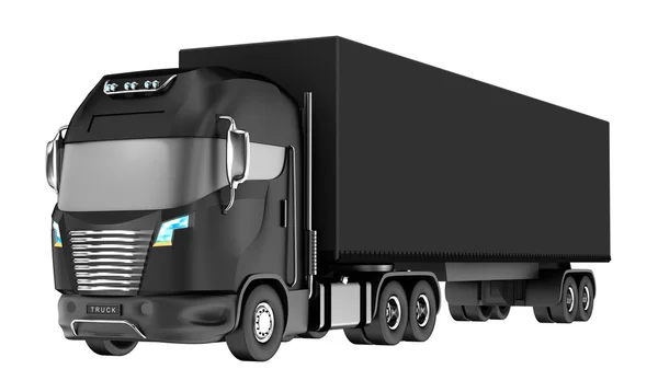 Balck camion avec conteneur isolé sur blanc. Mon propre design — Photo