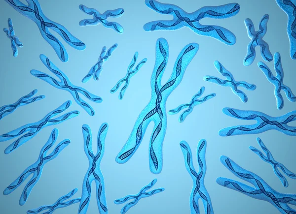 Chromosome x et brins d'ADN fond — Photo