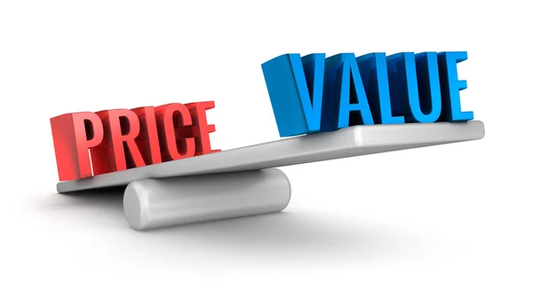 Value Price scale 3d word concept over white — Stock Photo, Image
