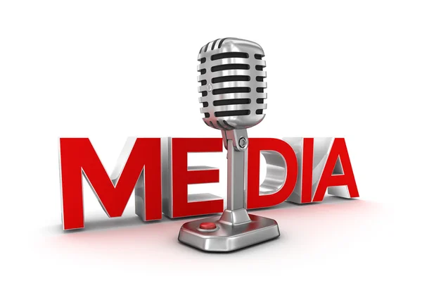 Treści medialnych i mikrofon, koncepcja 3d — Zdjęcie stockowe