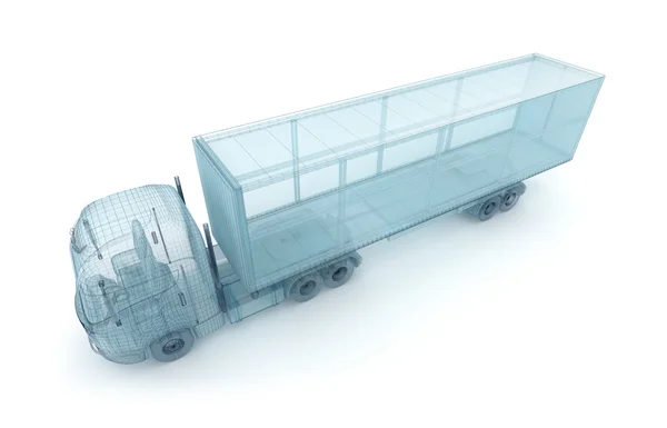 トラック貨物コンテナー、ワイヤー モデル。私自身のデザイン — ストック写真