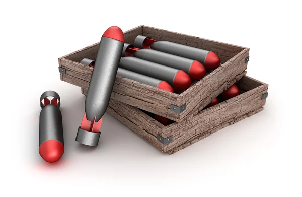 Torpedoes in the box over white background — Stock Photo, Image