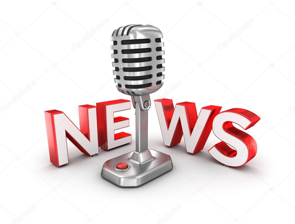 News text and microphone, 3d Concept
