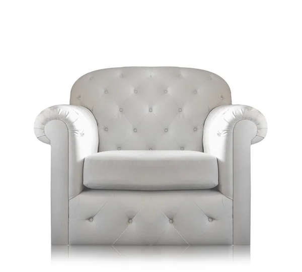 Grijs-wit sofa geïsoleerd op witte achtergrond. — Stockfoto