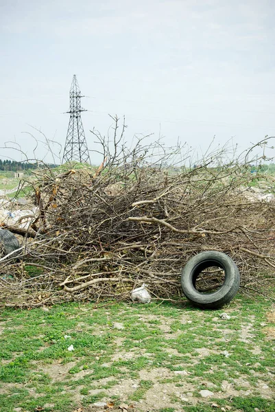 Evidence Environmental Pollution Deserted Area Lots Trash — Stock Photo, Image