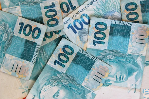 Jegyzetek 100 valódi pénzes Brazília Jogdíjmentes Stock Fotók