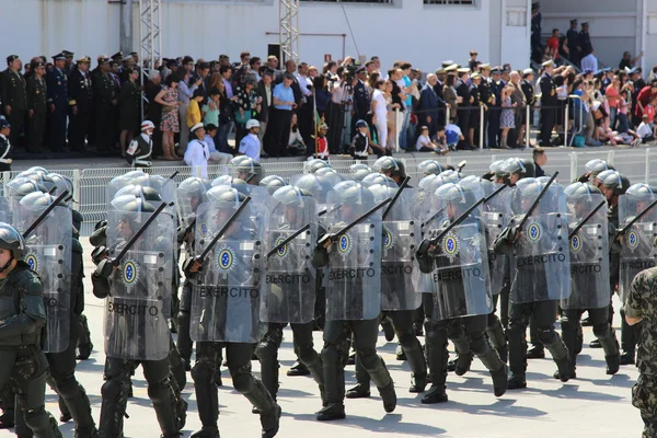 Soldiers marching in military parade in 2014 in Brazil — Stock Photo, Image