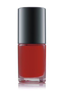 Beyaz arka planda tırnak cilası şişesi