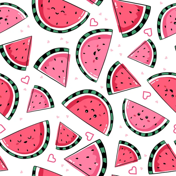 Patrón Sin Costuras Con Frutas Kawaii Diseño Alegre Para Productos — Vector de stock