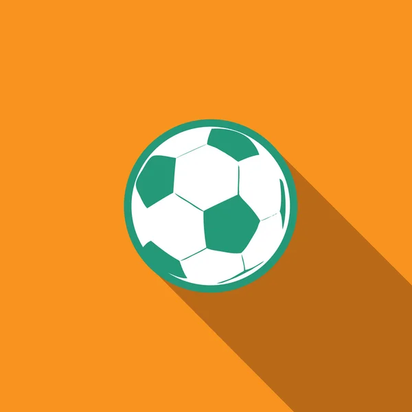 Icono de pelota de fútbol. Diseño plano de sombra larga. Ilustración vectorial . Ilustración de stock