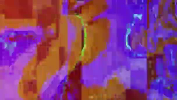 Färgglada neon vaporwave drömmande glittrande bakgrund. Gammal tv-imitation. — Stockvideo