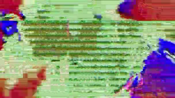 Casual data glitch futuristiska cyberpunk skimrande bakgrund. — Stockvideo