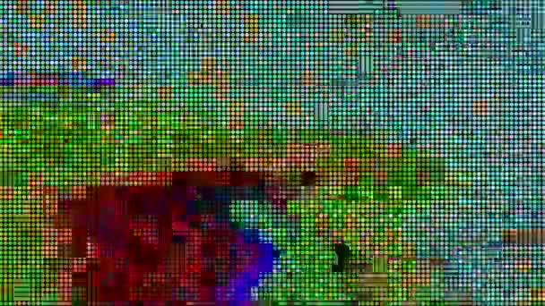 Clip généré numérique glitched, concept d'erreur système irisé. — Video