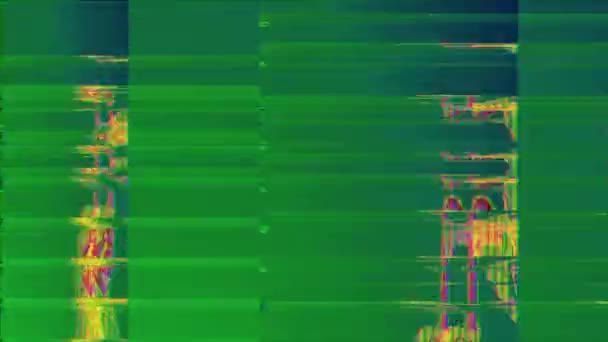 Abstract data glitch neon cyberpunk lawaaierige achtergrond. — Stockvideo