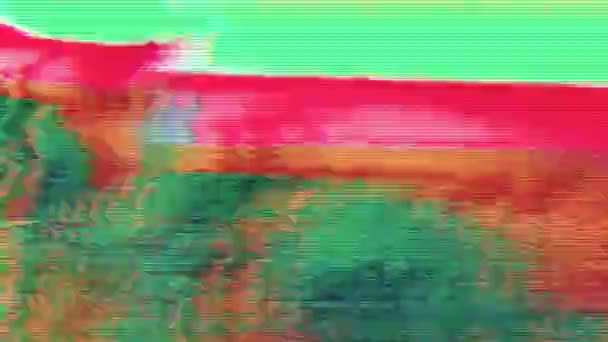 Trasformazioni colorate ambientali. Concetto di data mosh, animazione digitale. — Video Stock