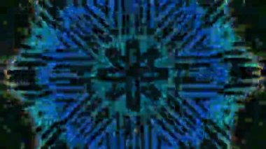 Dijital oluşturulmuş soyut animasyon, holografik kötü sinyal video fx.