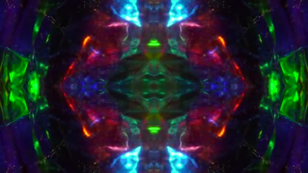 Digitální smíšená-barevný kaleidoskop, futuristické sci-fi iridescent pozadí. — Stock video