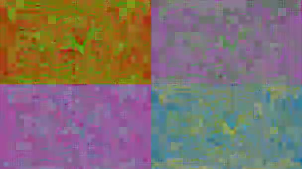 Σύγχρονο σφάλμα δεδομένων shimmering πολύχρωμα νοσταλγική θορυβώδη φόντο. — Αρχείο Βίντεο