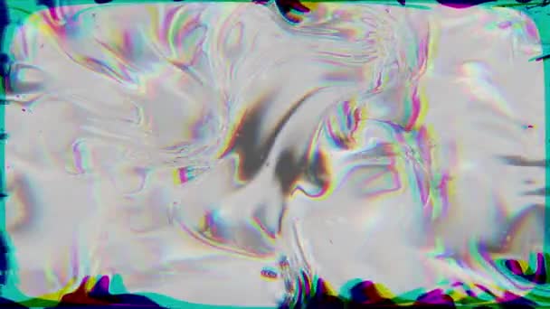 Durchgeschlagenes holographisches Licht tritt aus. Beschädigter TV-Effekt, psychedelische Computergrafik. — Stockvideo