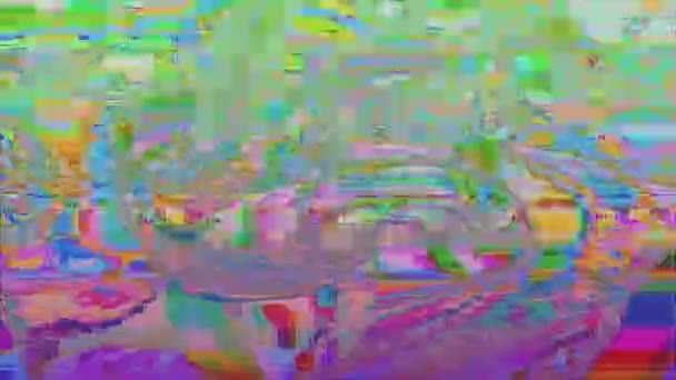 現代のデータエラー輝くサイバーパンク虹色の背景. — ストック動画