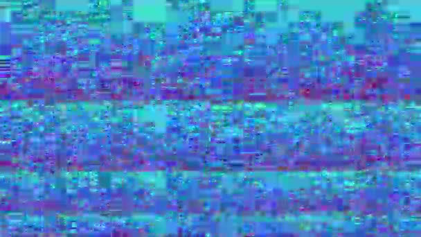 Psychedelic red-blue abstract background, imitation of interference, TV noise, glitches. — Stock Video