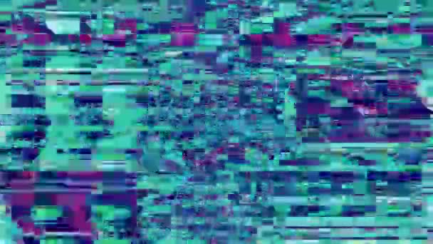 Datos de color mixto glitch geométrico cyberpunk fondo iridiscente. — Vídeos de Stock