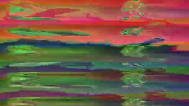 Digitale psychedelische geometrische futuristische glinsterende achtergrond. — Stockvideo