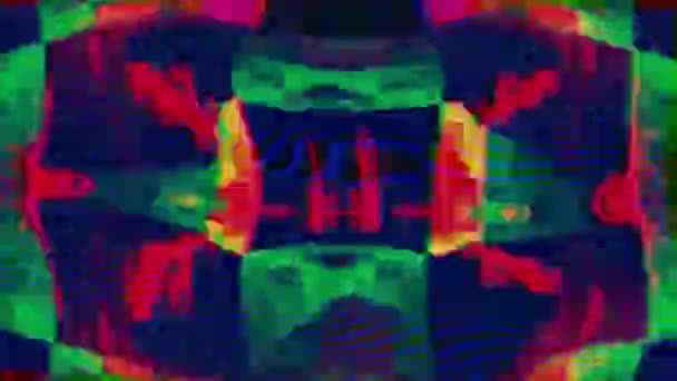 Vibrerande feldata dynamisk cyberpunk holografisk bakgrund. Dålig tv-effekt för rörelsedesign. — Stockvideo