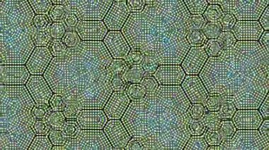 Renkli geometrik siber punk modayı yansıtan arkaplan.